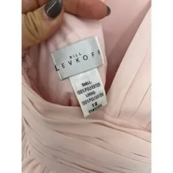 Bill Levkoff Shell Pink Chiffon Halter Dress 7001 Size 12 NWOT - Picture 8 of 8